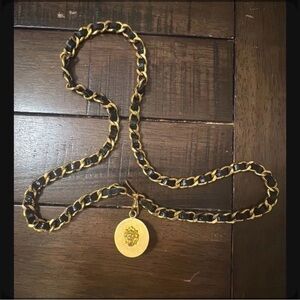 CHANEL leather woven chain belt / necklace